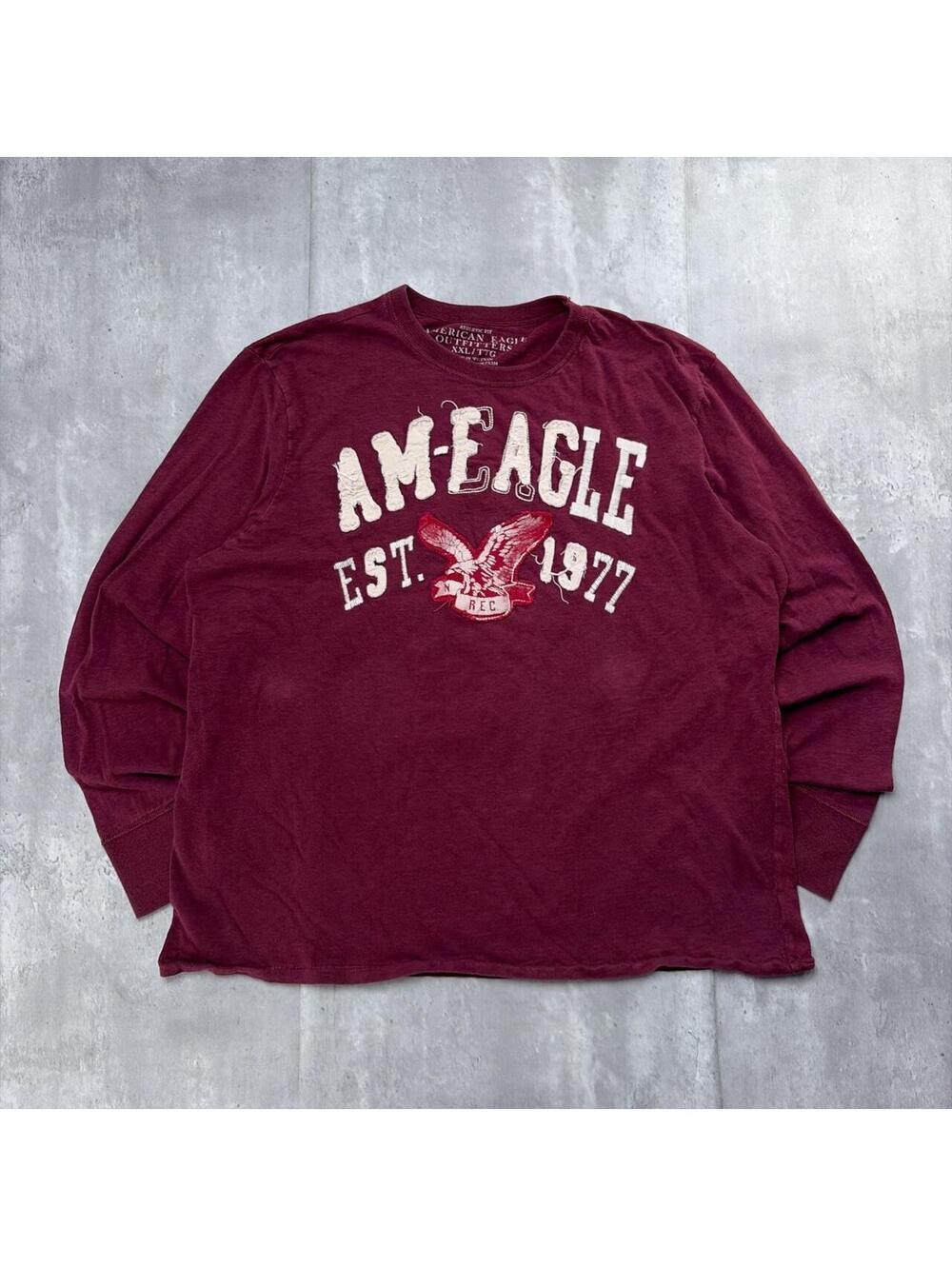 Y2K Burgundy American Eagle Grunge Gothic Skater Long Sleeve Shirt